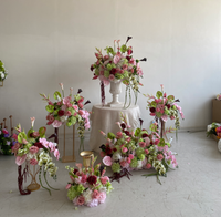 QSLH Composition florale artificielle Anthurium et Boule de Calla Lily, rose et verte, pour décoration d'événements et de fêtes