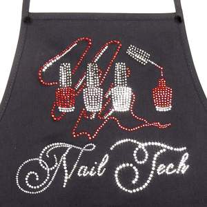 Delantal <span class=keywords><strong>de</strong></span> Trabajo Personalizado Beckon para Mujer, en Polialgodón Negro, con Cristales <span class=keywords><strong>de</strong></span> Imitación, para Estilistas, Salones <span class=keywords><strong>de</strong></span> Belleza y Técnicos <span class=keywords><strong>de</strong></span> Uñas, por Crystal Case - Product Image 2