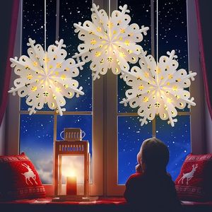 Nicro Multi-Stijl Kerst Huisdecoratie <span class=keywords><strong>Led</strong></span> Ster Sneeuwvlok Papier Lantaarn Vrolijk Kerstmis Benodigdheden Hangende Papieren Lamp - Product Image 2