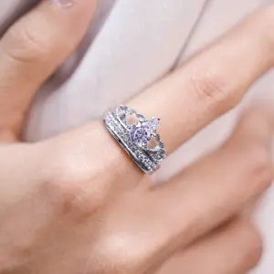 Bague en diamant simple réglable nouvelle couronne classique Zircon bijoux pour mariage fiançailles fête-cadeau laiton matériel