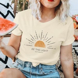 FOXA T-shirt pour femme Be The Light Matthew 5:14 T-shirt graphique 100% coton coupe régulière en jersey respirant - Product Image 4