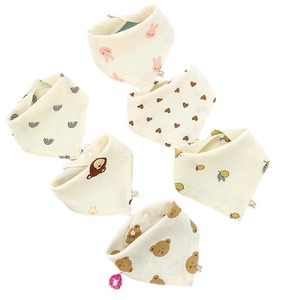 Babero triangular de algodón para bebé Qidou, 30x45 cm, babero de gasa de algodón puro con estampado de dibujos animados para bebés - Product Image 5