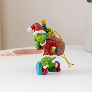 Decoraciones festivas para árboles de Navidad <span class=keywords><strong>Grinch</strong></span>, adornos navideños temáticos de <span class=keywords><strong>personajes</strong></span> verdes divertidos para fiestas navideñas, accesorios para árboles de fiesta - Product Image 4