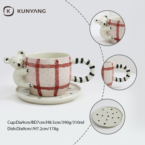 Taza de Café de Cerámica 3D con Diseño de Koala, Juego de Té, Taza Pintada a Mano con Platillo, <span class=keywords><strong>para</strong></span> Regalo o Uso Doméstico, Venta al Por Mayor de Fábrica - Product Image 2