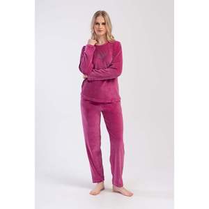 Ensemble de pyjama en velours pour femmes, taille XXL, col rond, manches longues, avec poche ovale, vêtements de nuit surdimensionnés - Product Image 4