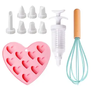 Creative 3D silicone baking sets for kids DIY cake decorating set chocolate candy hear shape silicone mold birthday gifts