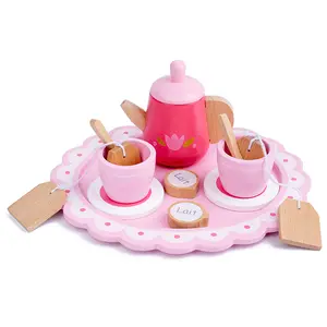 Brinquedos de madeira montessori, preço barato de fábrica, brinquedos de cozinha, madeira, simulação da tarde, conjunto de chá