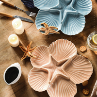Nouvelle assiette décorative en céramique de forme irrégulière en forme d'étoile de mer, couleur émaillée, bol, vaisselle en porcelaine, service de table
