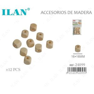 Perline in legno ILAN 16x16mm rotonde per la creazione di gioielli artigianali - Product Image 1