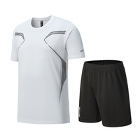 Ensemble de vêtements de sport pour homme, imprimé personnalisé, 160g, polyester léger, séchage rapide, deux pièces, t-shirt et short de course