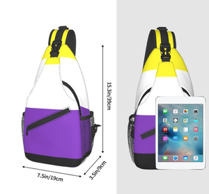 Custom <strong>Non</strong> <strong>Binary</strong> Pride Flag Outdoor Crossbody Shoulder Bag for Unisex Young Adult Hiking Sling Backpack - Product Image 3