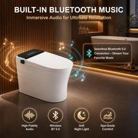 Toilette intelligente européenne moderne monobloc avec siège chauffant, chasse d'eau par gravité, télécommande, veilleuse, installation au sol