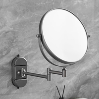 Suction Cup Wall Mounted Makeup Mirror with 360° Swivel Extendable Arm Double Sided 10X Magnifying for Bathroom Hotel