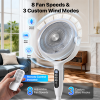 Ventilateur sur pied avec télécommande, oscillant, hauteur réglable, affichage numérique, en plastique, économe en énergie, pour l'extérieur et la maison