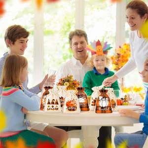 Sacs cadeaux en coton recyclables à cordon de serrage, motif écossais, 13*18cm, avec logo personnalisé, pour les fêtes de Thanksgiving, les cadeaux artisanaux, les friandises d'automne (souples) - Product Image 3