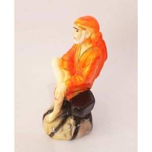 PARIJAT HANDICRAFT 3.6 Inch Resin Shri Shirdi Sai Statue Art Deco Design Handmade Eco-Friendly Home Office Temple <b>Mandir</b> - Product Image 4