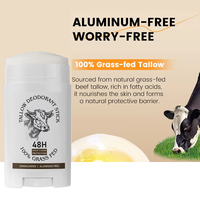 Fabricant de pâte naturelle nourrie à l'herbe sans aluminium saveur organique dissolvant de sueur hydratant soin du suif de boeuf déodorant bâton