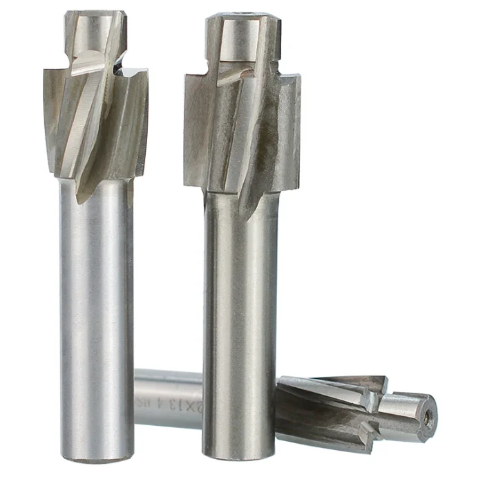 7個のHSSカウンターボアエンドミルM3.2-M12.4パイロットスロット 7個のHSSカウンターボアエンドミルM3.2-M12.4パイロットスロット