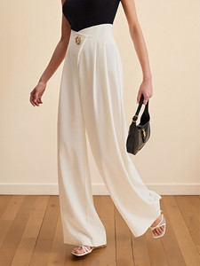 Chic Women's Pants High-waist Wide-leg <strong>Trousers</strong> 2025 Y2K Pants Boyfriend Style Office <strong>Lady</strong> Casual Straight <strong>Baggy</strong> Wide Leg Pants - Product Image 2