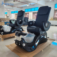 Mobilier de salon de beauté moderne luxe personnalisé, fauteuil de manucure pédicure électrique noir avec spa pour les pieds