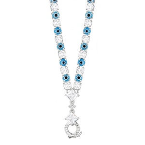 Collier œil porte-bonheur en cuivre écologique de qualité supérieure avec chaîne réglable et zircone cubique taille ronde pour accessoires de pendentif DIY - Product Image 1