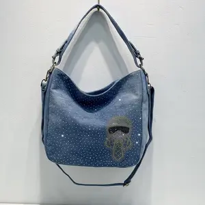 Baobao-Sac à bandoulière en denim pour femmes, sac de loisirs avec boucle à anneau, en diamant, nouvelle collection 2021