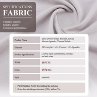 Tissu thermique brossé doux 285 GSM, double face, en acrylique, viscose et élasthanne, anti-adhérent, tricoté, pour vêtements de sport