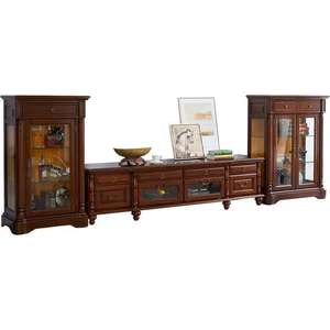 Meuble TV américain de luxe en bois massif Ensemble de meuble de <span class=keywords><strong>bar</strong></span> pour hôtel, maison, villas, buffet Unité de rangement multimédia pour salon et salle à manger - Product Image 1
