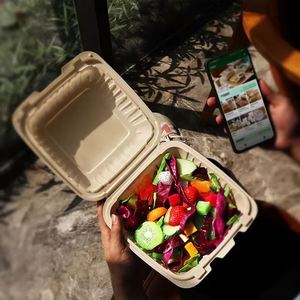 Conteneur alimentaire jetable biodégradable rigide avec compartiment, design à charnière, en mousse plastique MFPP, compatible micro-ondes, couleur personnalisée - Product Image 4