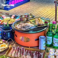 Gril de barbecue commercial de style coréen en acier inoxydable et cuivre, plaque de cuisson antiadhésive, grille en maille pour restaurant