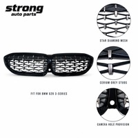 Grille de calandre G28 avec cadre noir et maille étoilée dorée au cérium, avec trou pour caméra avant, style M340i, pour BMW Série 3