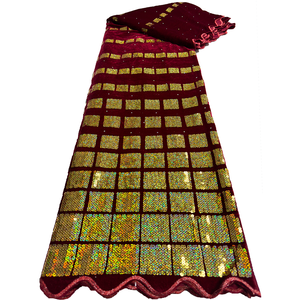 NI.AI última tela de encaje nigeriano <span class=keywords><strong>terciopelo</strong></span> Aso Ebi tela de encaje africano tela de lentejuelas de <span class=keywords><strong>terciopelo</strong></span> - Product Image 2