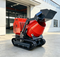 Camion malaxeur à béton sur chenilles de 300 L avec certification CE EURO5 EPA, mini-dumper sur chenilles en caoutchouc, machine à mélanger le béton pour chantier de construction