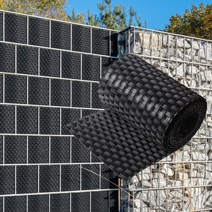 Cercas de seguridad para entradas de vehículos, estilo ratán, de PVC, con doble barra, protección visual, Sichtschutzstreifen - Product Image 6