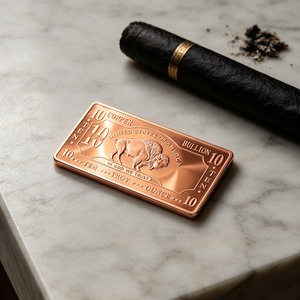 Lingote de Cobre Fino .999 de 10 Onzas con Diseño de Búfalo Grabado, Barra Rectangular de Cobre - Product Image 2