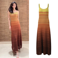 Robe longue en tricot zigzag chevron sans manches, effet ombré, crochet ondulé, robe de plage d'été, Vestidos De Playa, Robe Longue pour femmes