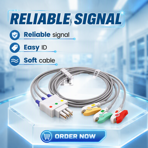 Kompatibel mit GE Healthcare Dash <span class=keywords><strong>PRO</strong></span> 3000/Solar 3000 EKG-Kabel 3-adrig IEC-Grabber für Krankenhausgebrauch Erwachsene - Product Image 1