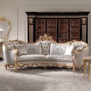 Luxury classic baroque living room furniture couch rococo style hand-made carvings sofa set furniture