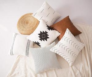 <strong>Decorative</strong> <strong>Throw</strong> <strong>Pillow</strong> Covers for Couch 100% Cotton Modern Design or Sofa <strong>Pillows</strong> Case Faux Leather 18 X 18 Inch - Product Image 2
