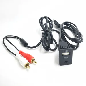 1.5M Car RCA Cable Adapter Switch 3.5mm Audio Jack RCA USB Cable Extension Mount Panel Cable for Volkswagen Nissan