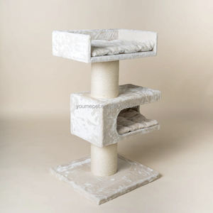 YOUME Maine Coon Lounge Retreat pohon kucing besar krem Multi-Level menggaruk Post dengan bantal pos Sisal tahan lama - Product Image 1