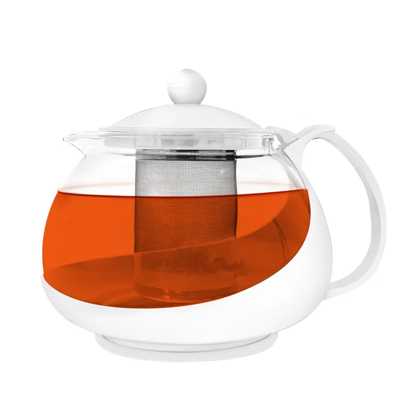 Theiere Glass Insulated Teapot White Brew Tea Pot With Built In Strainer
