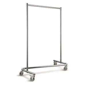 Stainless Steel Z Hanger Trolley Garment Clothes Rack With Wheels Clothing Display Rack