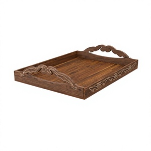 Plateau de service multifonctionnel en bois d'acacia éco-responsable fait main, motif floral, taille personnalisée, compatible lave-vaisselle et micro-ondes, pour la maison - Product Image 3