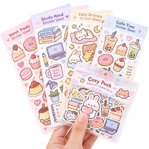 Hojas de pegatinas personalizadas japonesas de cristal perlado esmerilado con corte Kiss Cut, laminado negro y protección UV - Product Image 1