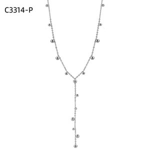 Collar Amy Amy Lariat, Plata 925, Bañado en Rodio, Cadena de Bolas, Estilo Minimalista, para Uso Diario de Mujeres - Product Image 3