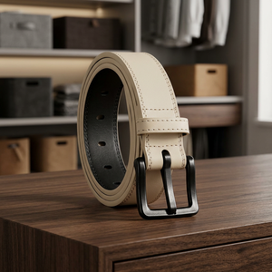 <span class=keywords><strong>Cintura</strong></span> in Pelle <span class=keywords><strong>Beige</strong></span> di Alta Qualità con Fibbia in Lega, Colore Unico, Casual, per <span class=keywords><strong>Uomo</strong></span> e Donna, Larghezza 3,5 cm, Lunghezza 110-130 cm - Product Image 1