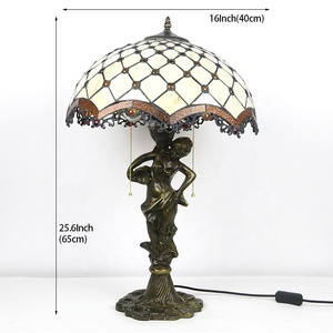 Longhuijing làm bằng tay cổ điển 16-inch kính màu đèn bàn với độc đáo đính cườm Chụp đèn cho trang trí nội thất - Product Image 4