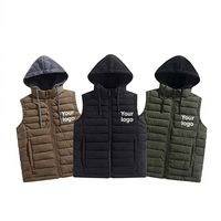 Gilet matelassé à capuche pour homme avec logo personnalisé, épais et thermique, pour l'extérieur, sans manches, unisexe, idéal pour l'hiver