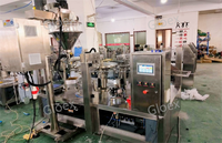 Machine de remplissage et d'emballage automatique rotative pour sachets préformés avec remplisseur à vis sans fin pour protéines, aliments, sacs en plastique et en papier